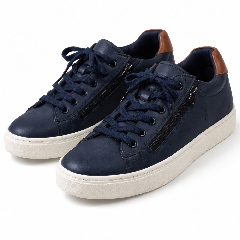 Geox Respira Boys Size 6 Navy Leather Sneakers EU 38 Like New